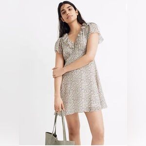 Madewell Floral Midi Dress in Cream and Blue